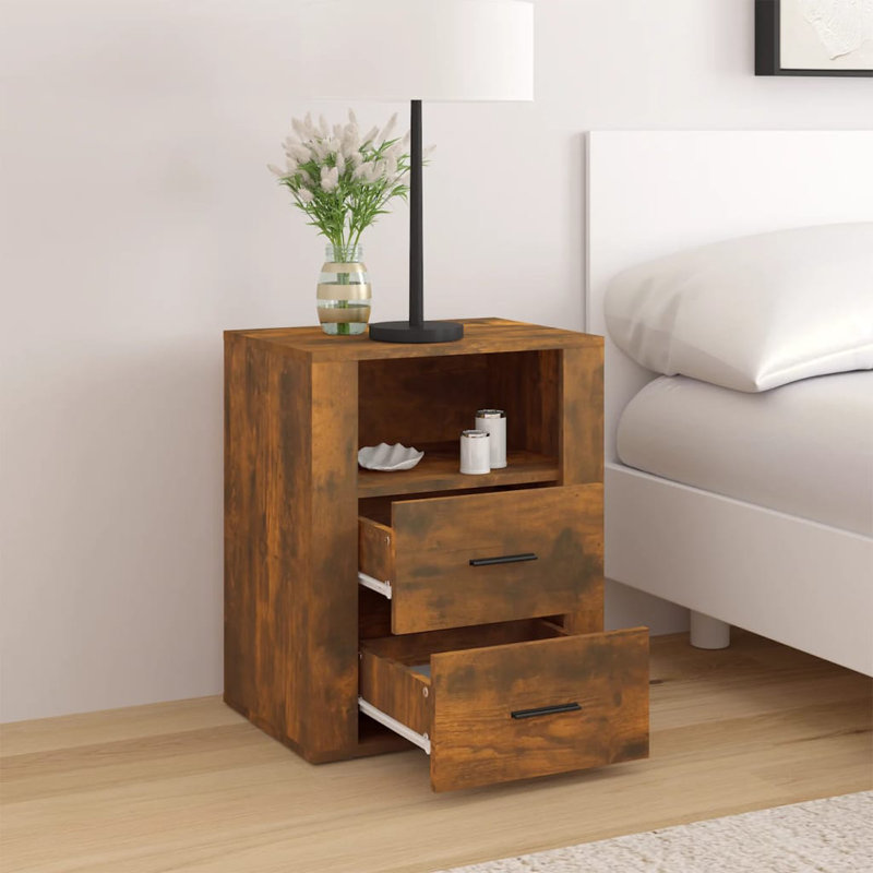 Jannika 50 cm W Bedside Table, Brown