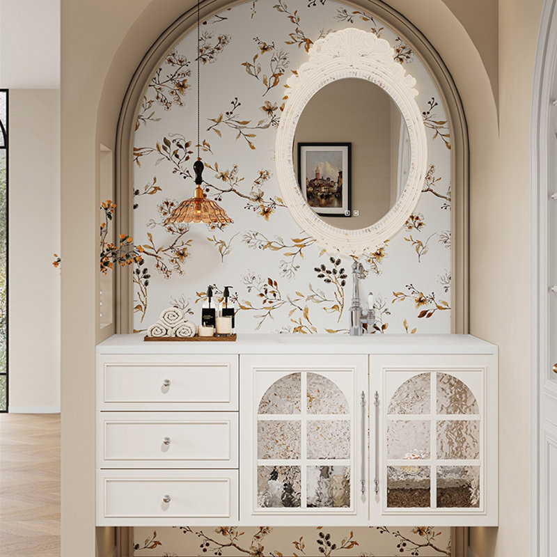 French style simple bathroom Vanity, White