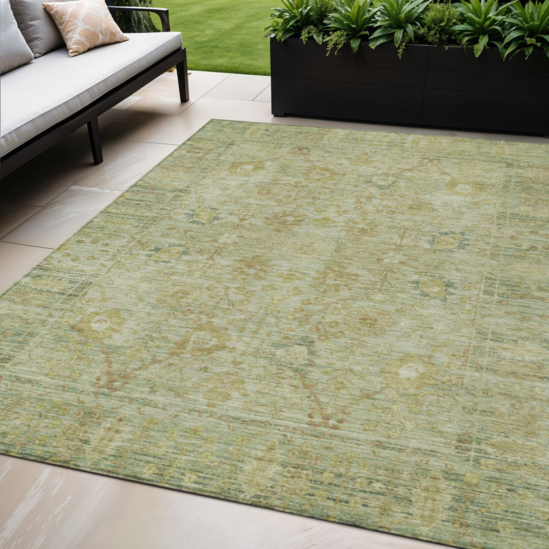 Tapis intérieur lavable oriental vert et brun 5 'X 8'