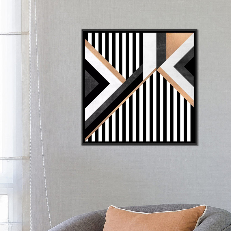 «Stripe Combination», impression sur toile tendue, H 18 po x l 18 po x P 1,5 po, Toile encadrée noire, Pas de tapis