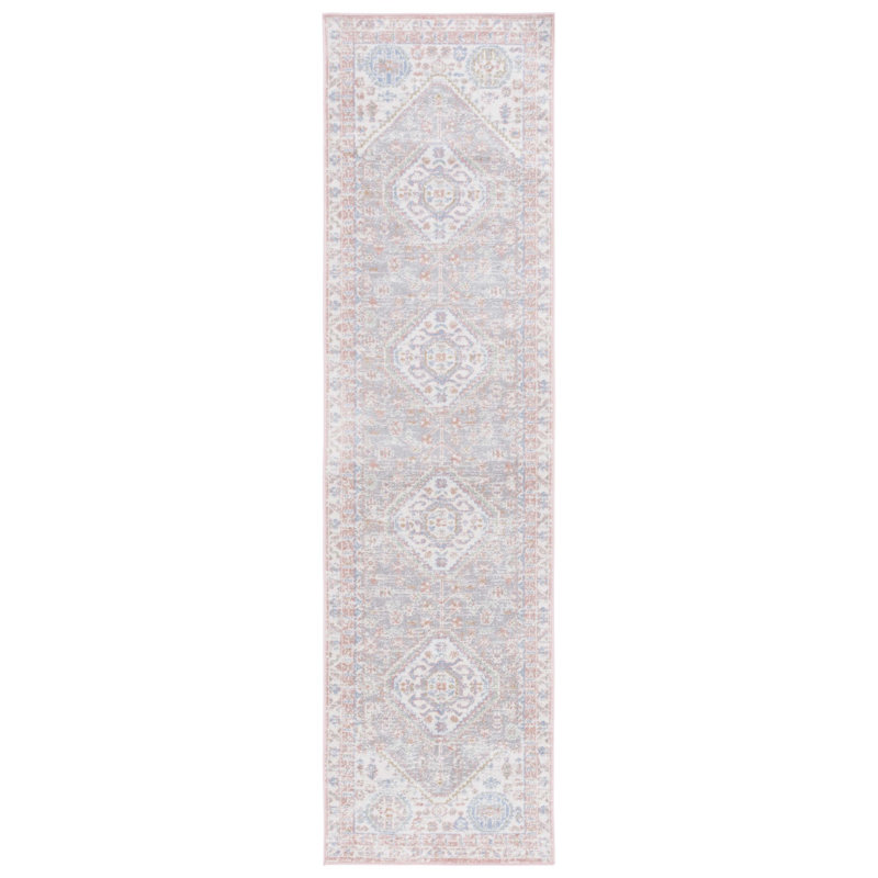 Tapis beige / bleu rose Beecher Bayside 118, Tapis de couloir 2 pi 2 po x 8 pi