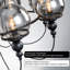 Lustre linéaire à 8 lumières avec globes en verre fumé - Éclairage d'îlot de cuisine en métal noir industriel 33,5 po, hauteur réglable 18,9 po -85,8 po, homologué ETL et UL