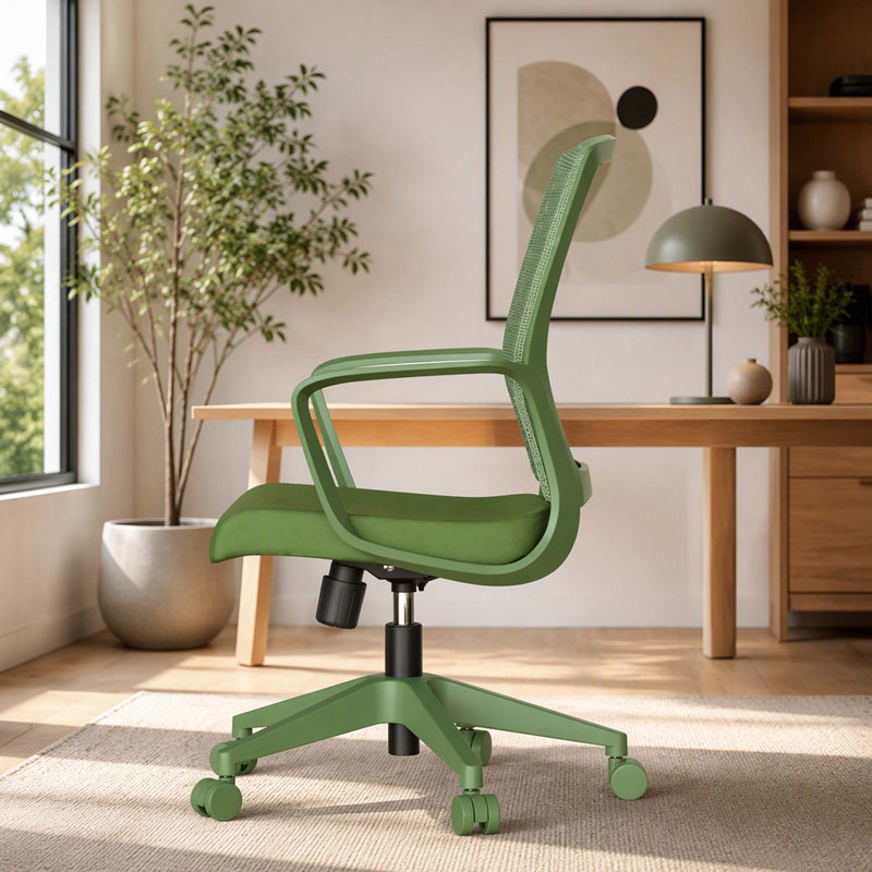 Colourful Office Task Chair 350LBS, Home Office, Mesh Back, Comfortable Sitting, Fixed Armrest, Swivel, Height Adjustable Chair (Green)
