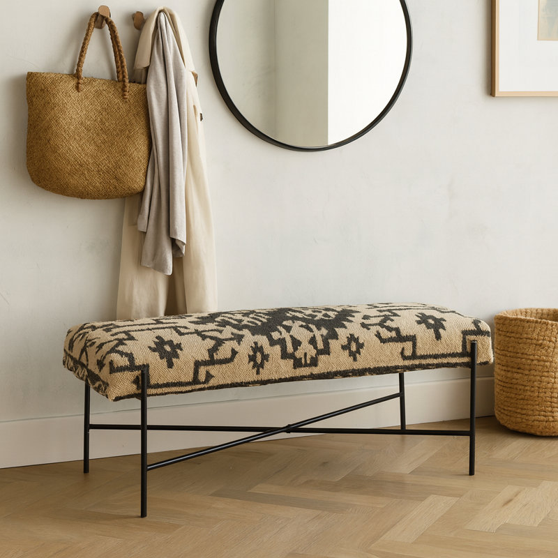 Branford Handmade Jute Bench with Metal Legs