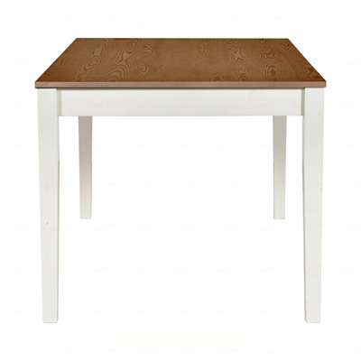 Ensemble de table de salle à manger en bois Mid-Century 6 pièces, ensemble de table de cuisine avec tiroir, chaises rembourrées et banc
