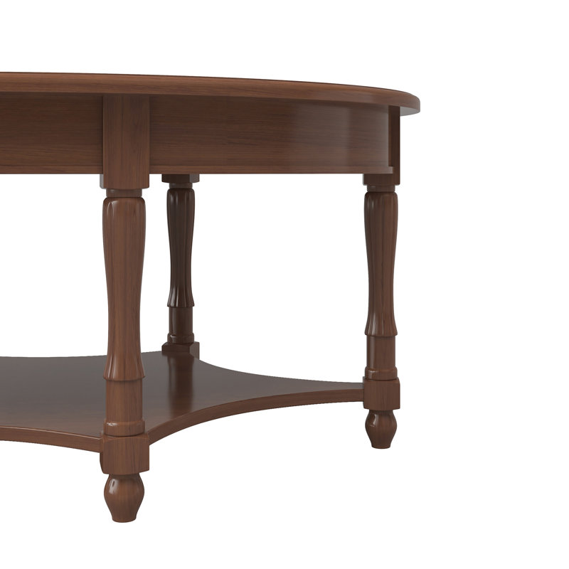 Table basse vintage rétro avec tiroir et tablette de rangement, Noyer foncé