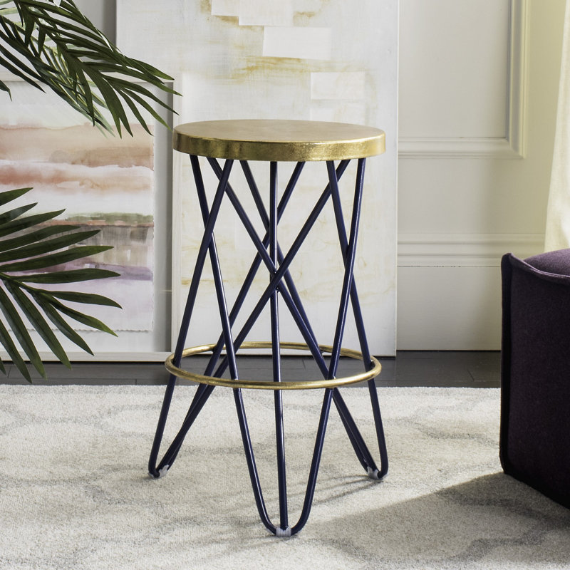 Dimitri Counter Stool with Metal Frame, Navy