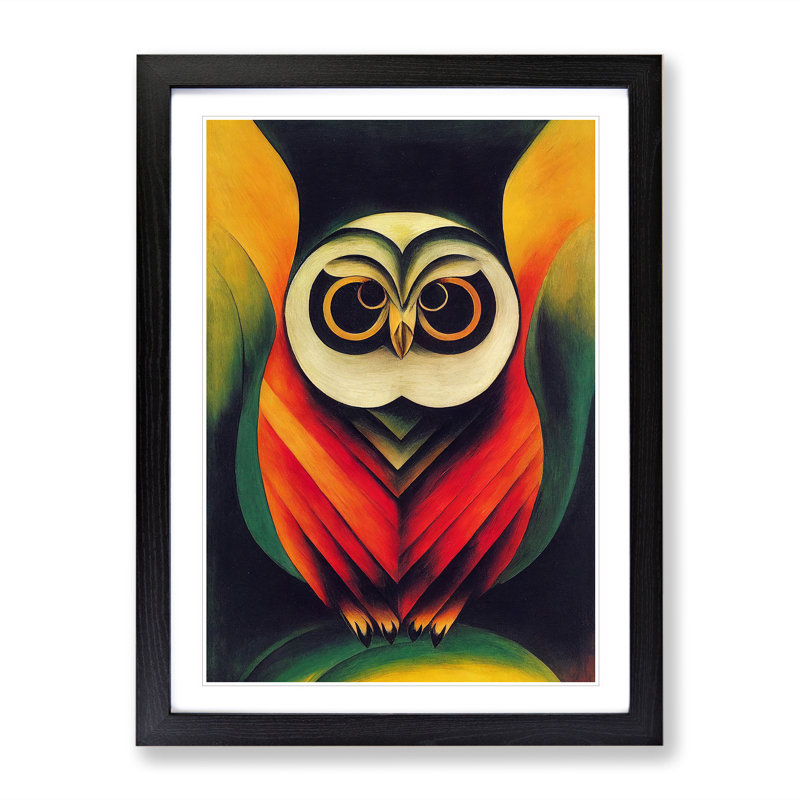 Abstract Owl - Wall Art, Black Framed, Black, 46cm H x 34cm W x 2cm D