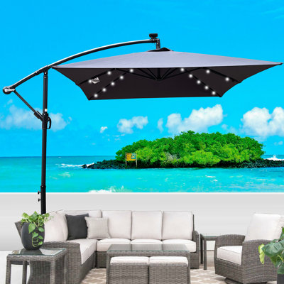 Parasol de patio rectangulaire 2X3m avec lumières à énergie solaire - Évent, pour terrasse de jardin