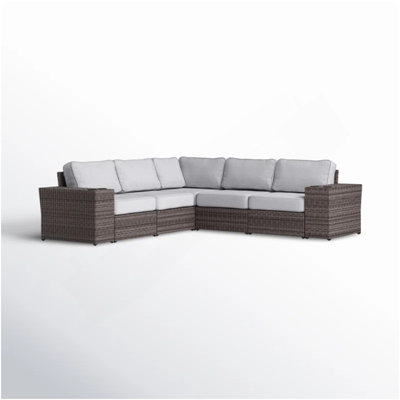 Canapé modulaire extérieur réversible de 102 po en osier avec coussins - entièrement assemblé