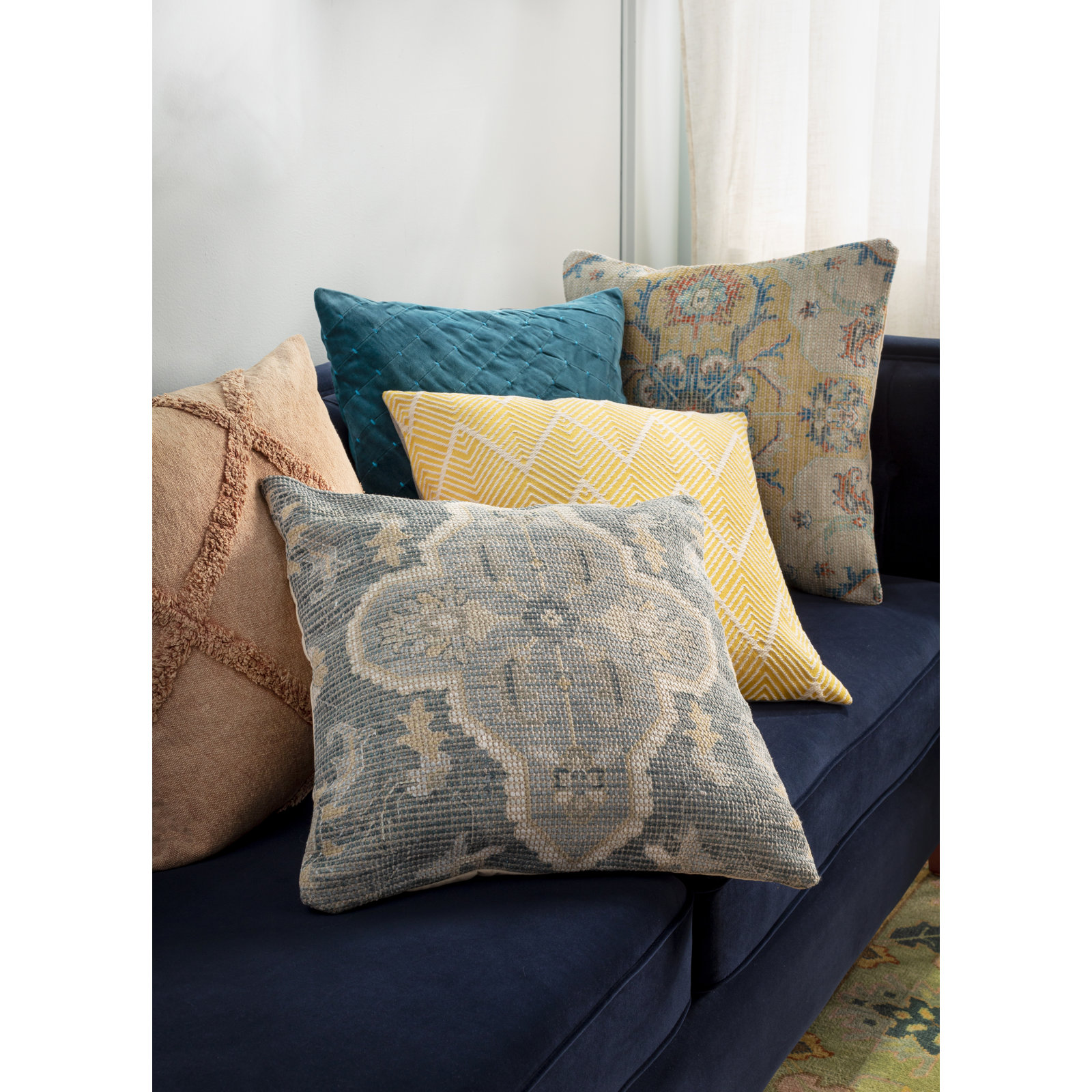 Alain Embroidered Cotton Throw Pillow, 22"H x 22"W, Pillow Cover Only - No Insert