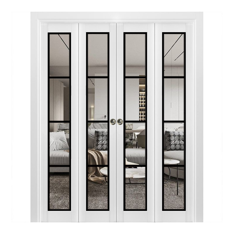 Porte pliante à panneaux en bois, Blanc, 96 po x 80 po