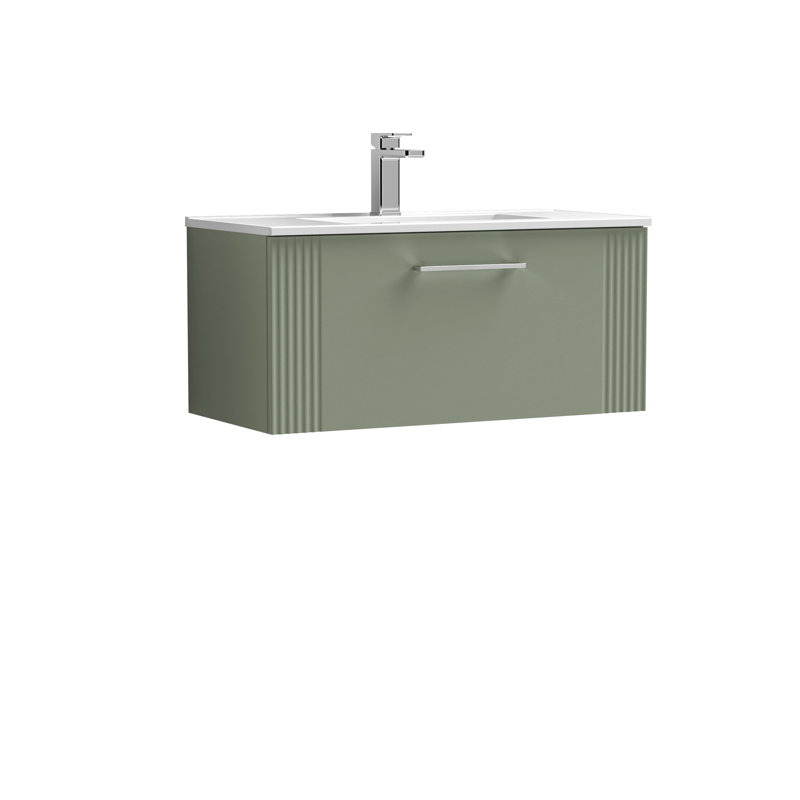 Deco 805mm Single Bathroom Vanity with Integrated Vitreous China Basin, Satin Green