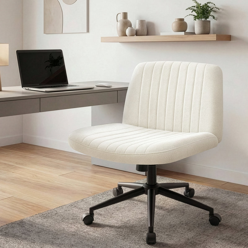 Chaise de bureau Keyri Criss, Beige, Double roue, Tissu