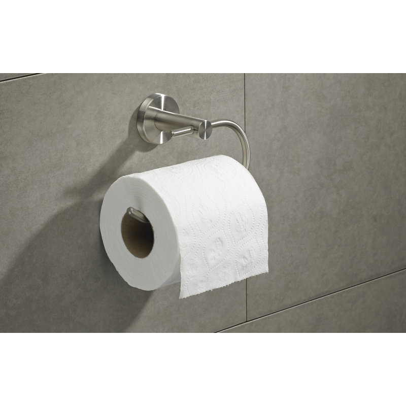 Bridgeport Wall Mount Toilet Paper Holder, Brushed Stainless Steel