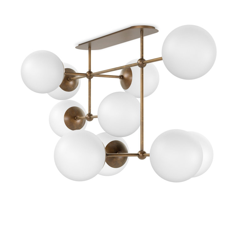 Armstrong Small Linear Chandelier-Black Gunmetal, Heritage Bronze Brass, Opal Matte Glass