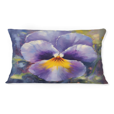 Coussin décoratif mauve et jaune Natures Pansies I