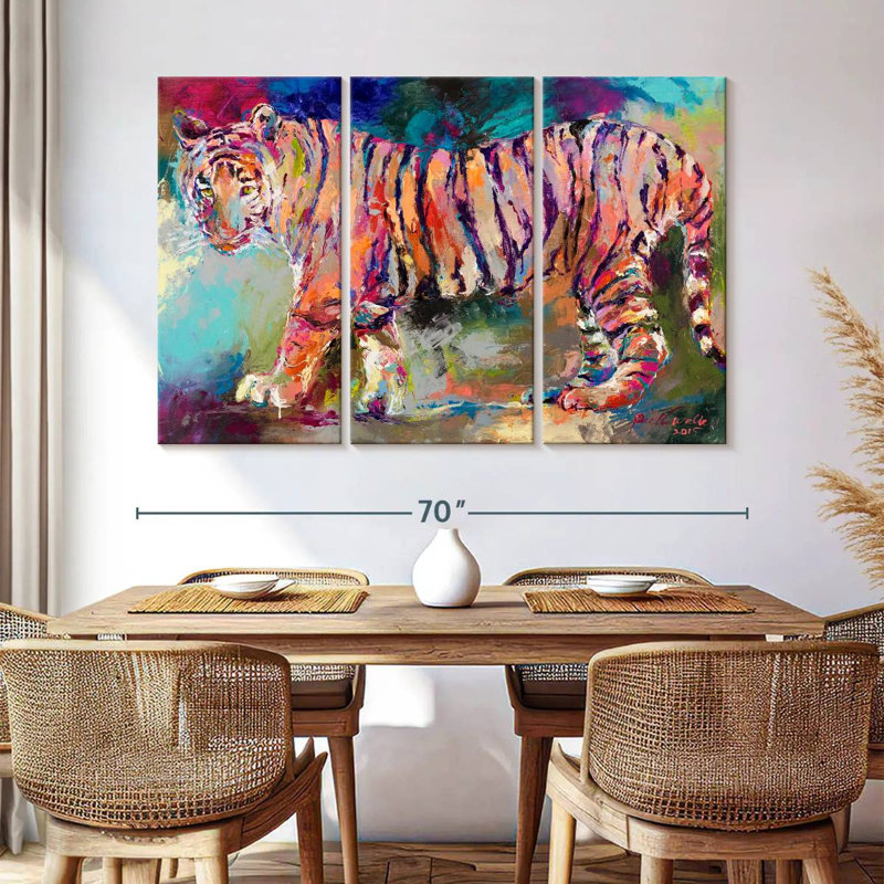 Tigre royal du Bengale sur toile, ensemble de 3 pièces, H 42 po x l 65 po x P 1,25 po