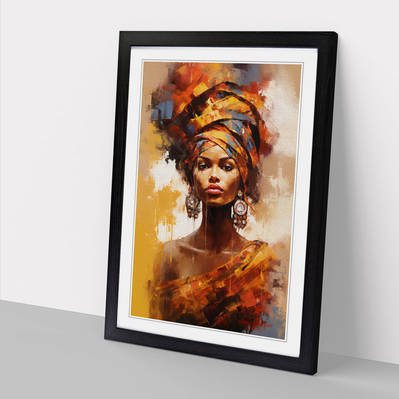 African Woman Impressionism No.2 - Framed Print, Black , 46cm H x 34cm W x 2cm D