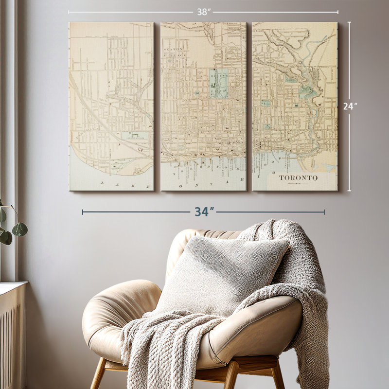 «Map Of Toronto» sur toile, H 24 po x l 38 po x P 1,25 po