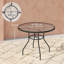 Outsunny 100 cm Round Dining Table with Parasol Hole, Steel Frame, Black