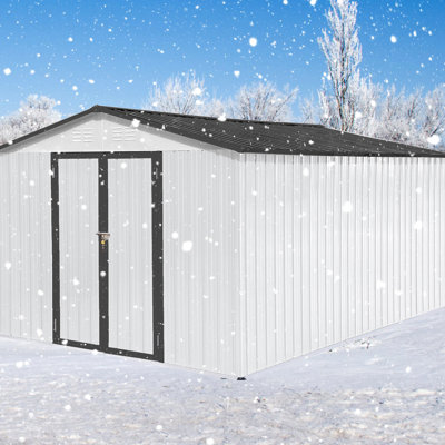 Garden Metal Storage 10ftx12ft - Weather- Properties Shed 10x12 Store Bicycles And Tools