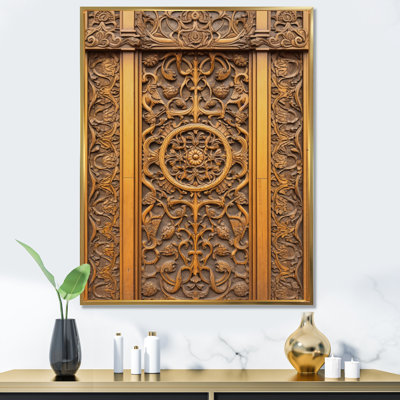 Vieille porte en bois sculpté en V - impression