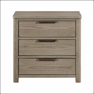 Table de chevet contemporaine à 3 tiroirs à queue d'aronde avec rangement spacieux et poignées chromées contemporaines