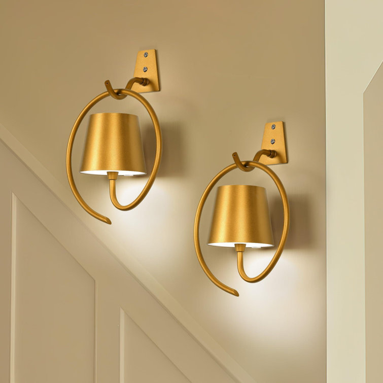 2 Pack Battery Operated Rechargeable Wall Lights, Dimmable LED, 3 Color Temperatures, Waterproof