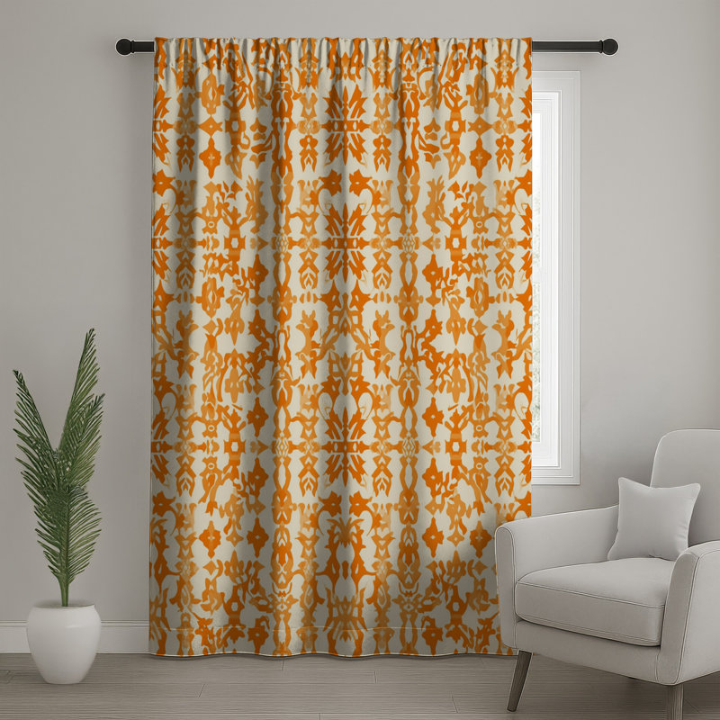 Rideaux orange à motif damassé, voilages et voilages damassés - 1 panneau, Sheer, 50" x 80" - 1 Panel