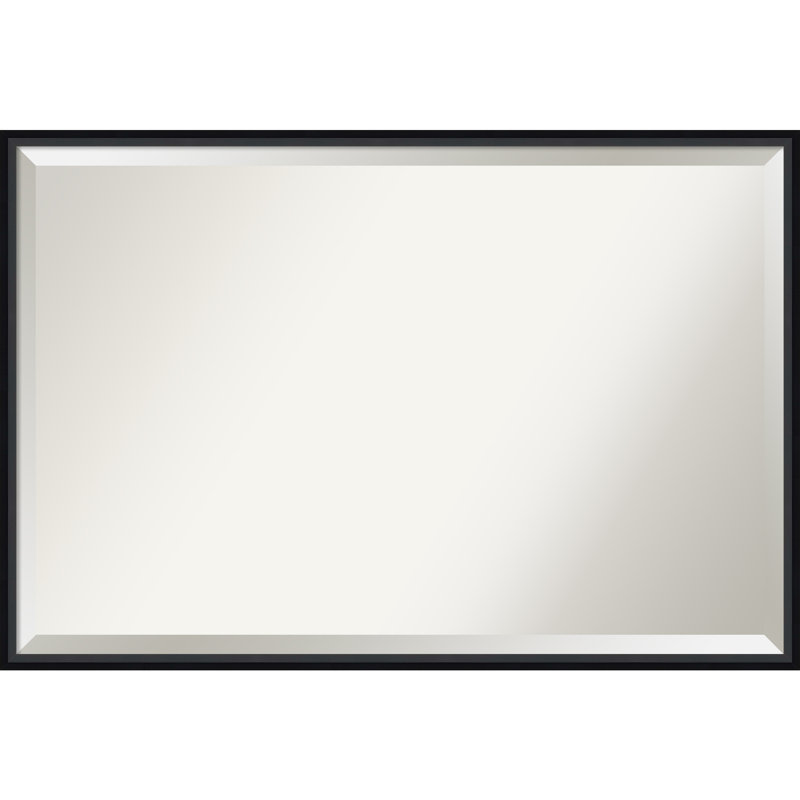 Mettawa Flat Wall Mirror, Satin Black, 25.25" x 37.25"