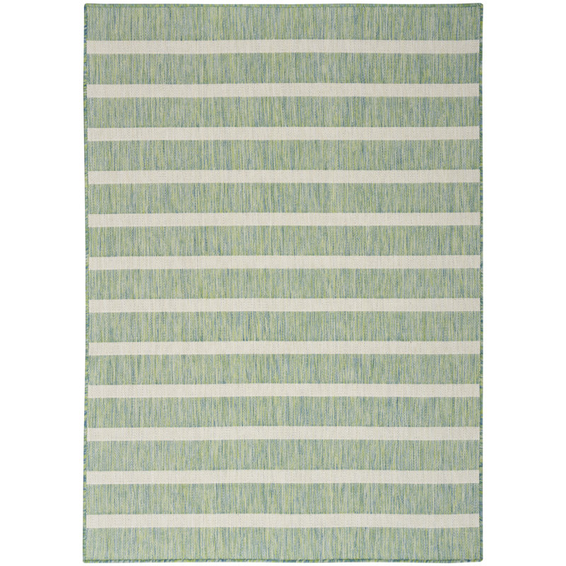 Shaila Striped Indoor / Outdoor Rug, Rectangle 10' x 14', Blue/Yellow