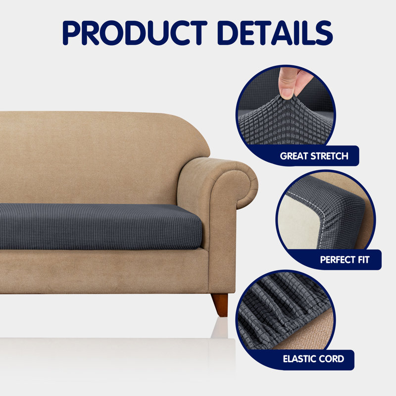 Box Cushion Sofa Slipcover, Gray