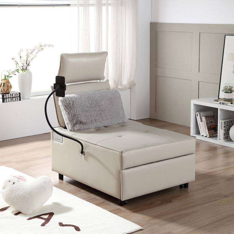 Chaise convertible, Similicuir crème