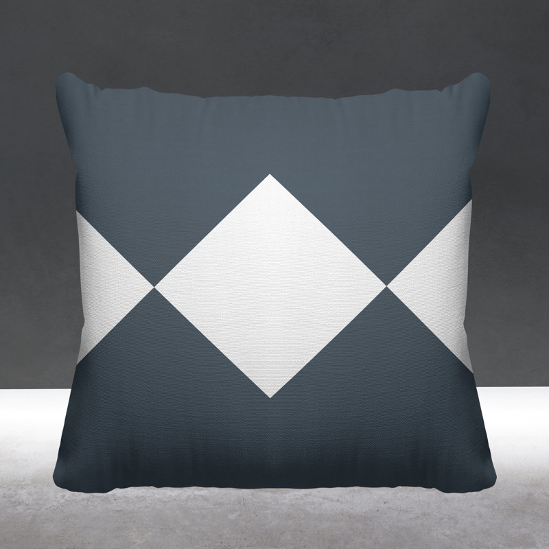 Coussin décoratif à motif géométrique intérieur / extérieur Alexis Diamond, Gris, L 17 po x H 17 po