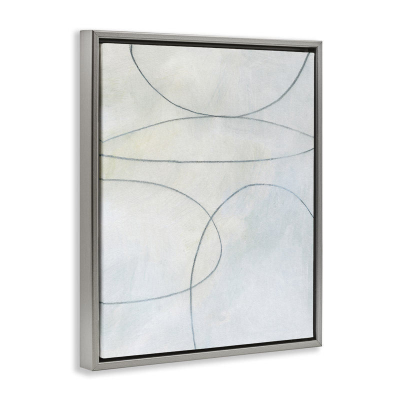 «Oblong Shapes Doodle Floater», art mural sur toile par Victoria Barnes, H 31 po x l 25 po, Cadre flottant gris lustré