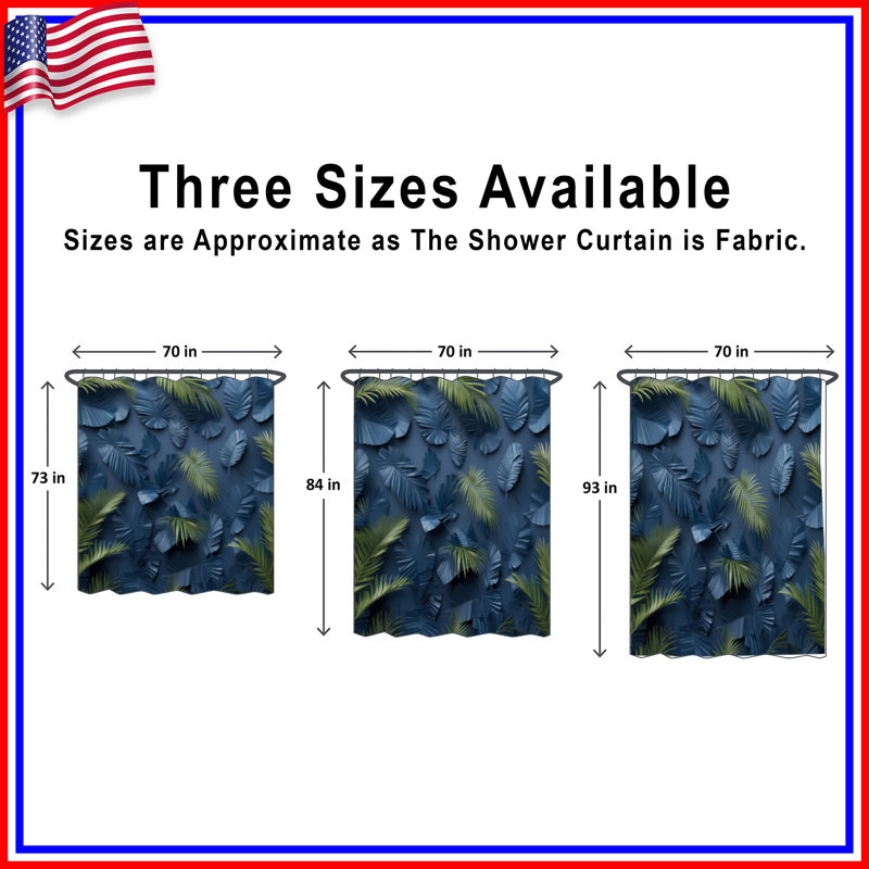 Rideaux de douche Blue Palm Leaves, L 70 po x H 84 po