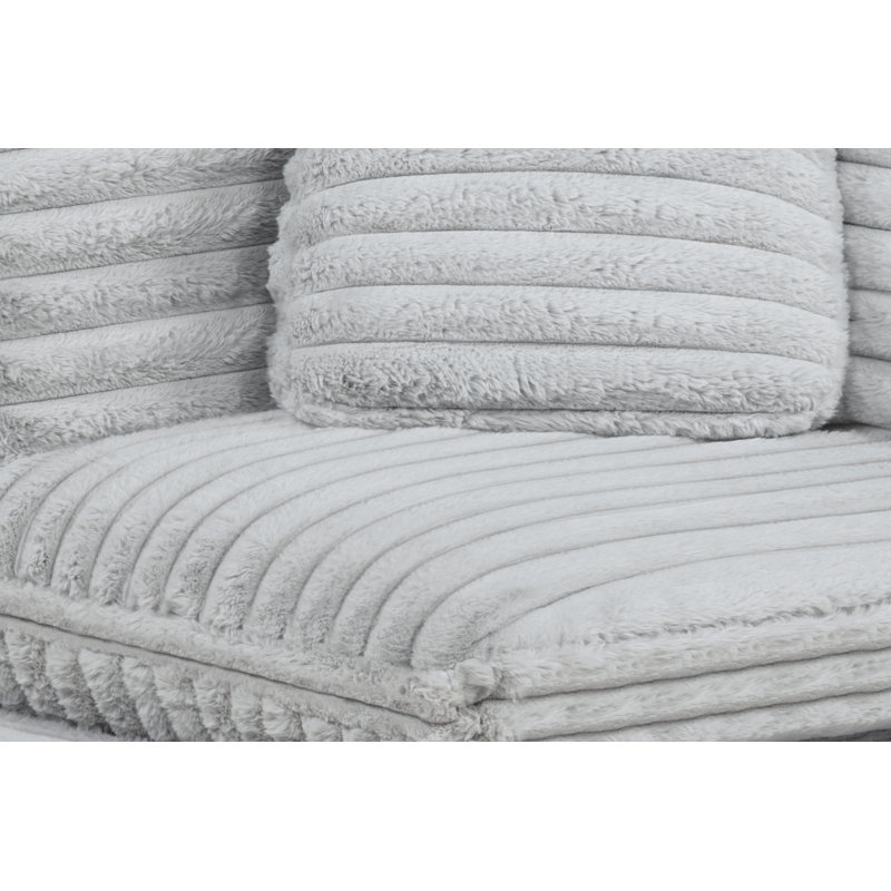 Ensemble modulaire 5 pièces en velours côtelé, Gris clair