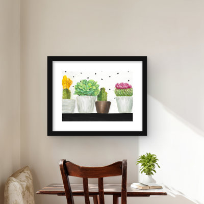 Mini Cactus and Succulents Framed Print | Black Floral Decor