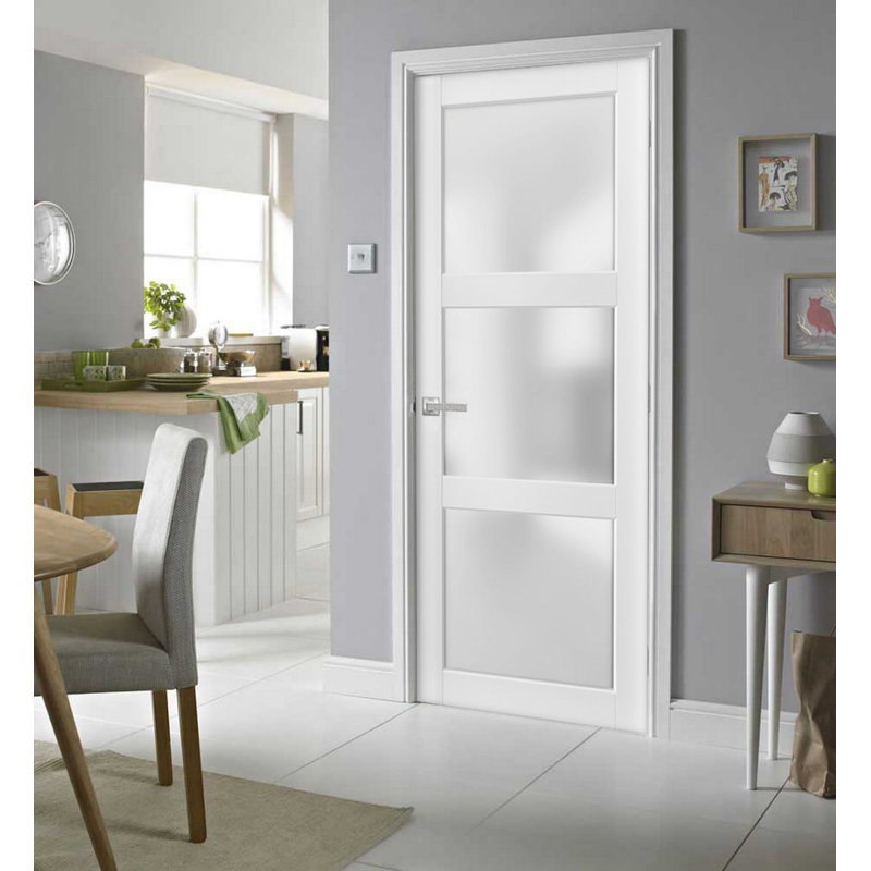Porte standard en verre givré blanc Lucia, 42 po x 84 po
