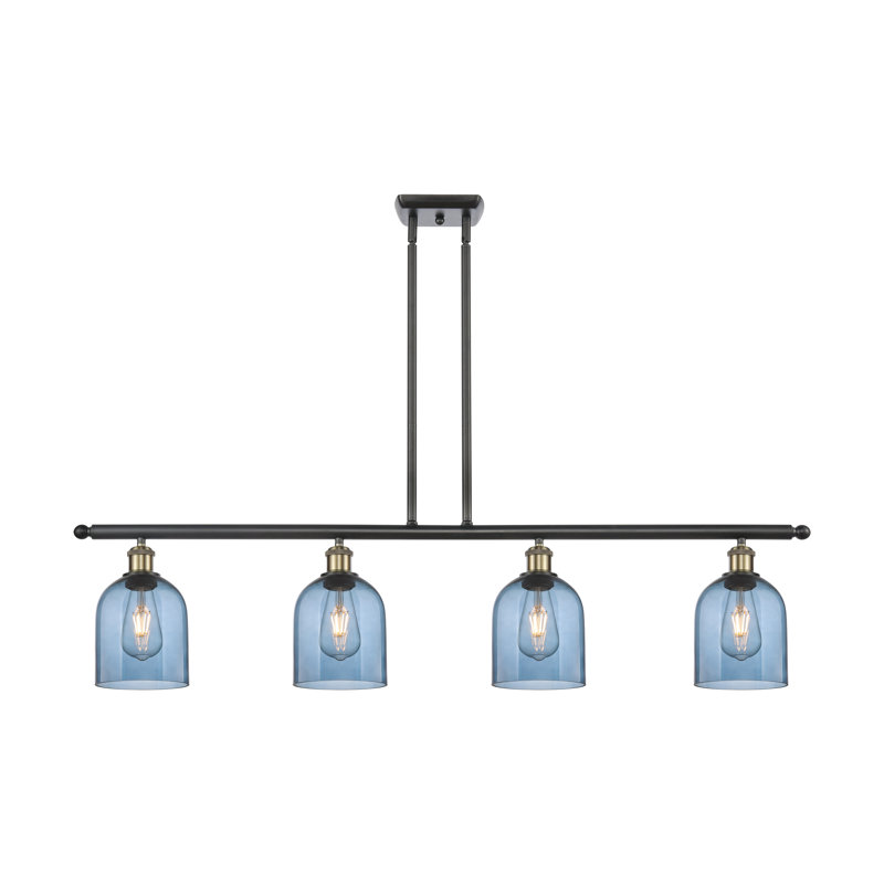 Odaniel 4 - Light Kitchen Island Pendant, Black Antique Brass, Princess Blue