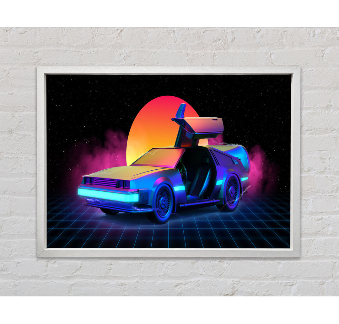 Delorean Smoke Sunrise - Einzelner Bilderrahmen Kunstdrucke auf Leinwand