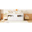 Lit mezzanine simple blanc avec 4 tiroirs, sous l'armoire et les tablettes - espace de sommeil relaxant et chambre à coucher moderne