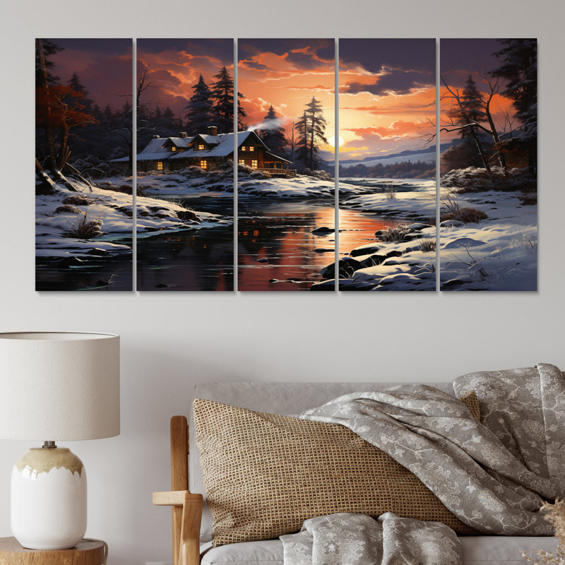 Winter Glow II - impression sur toile de paysages - 5 panneaux égaux