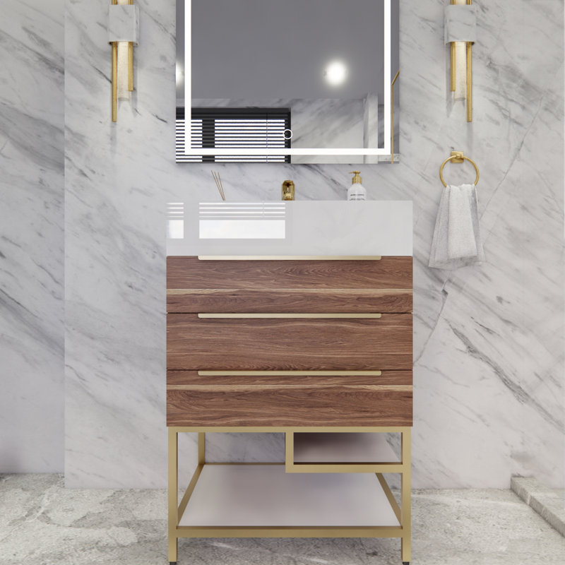 Ensemble de meuble-lavabo simple 24 po Glasgow, Chêne blanc foncé