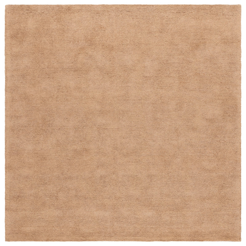 Merleen Natural Fiber Hand Tufted Jute Cotton Solid Color Rug in Natural/Brown, Square 6'