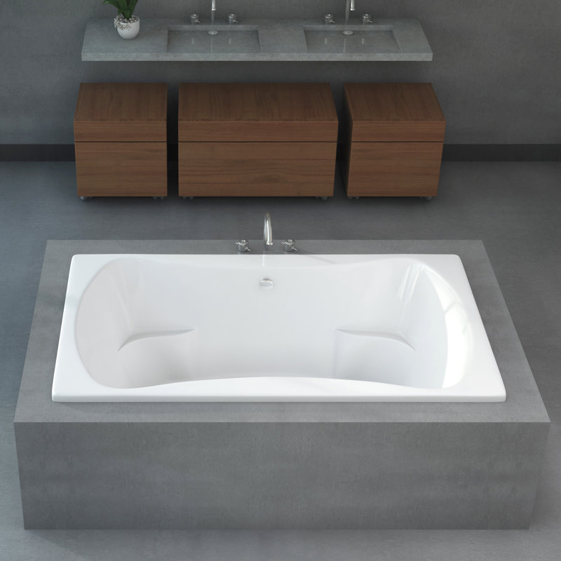 Oceanside 72" x 42" Drop In Soaking Bathtub, White