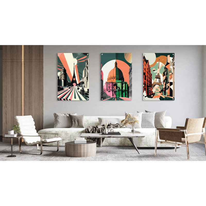 Architecture - Ensemble de 3 reproductions sans cadre