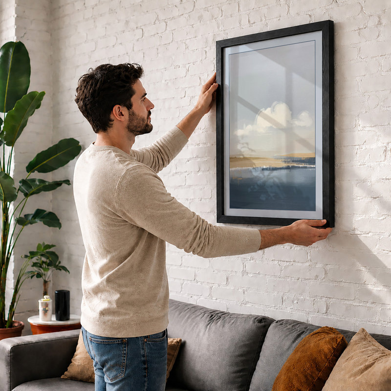 Quiet Dawn Coastal - Framed Print, A2 - 59.4 x 42.0 cm, Black