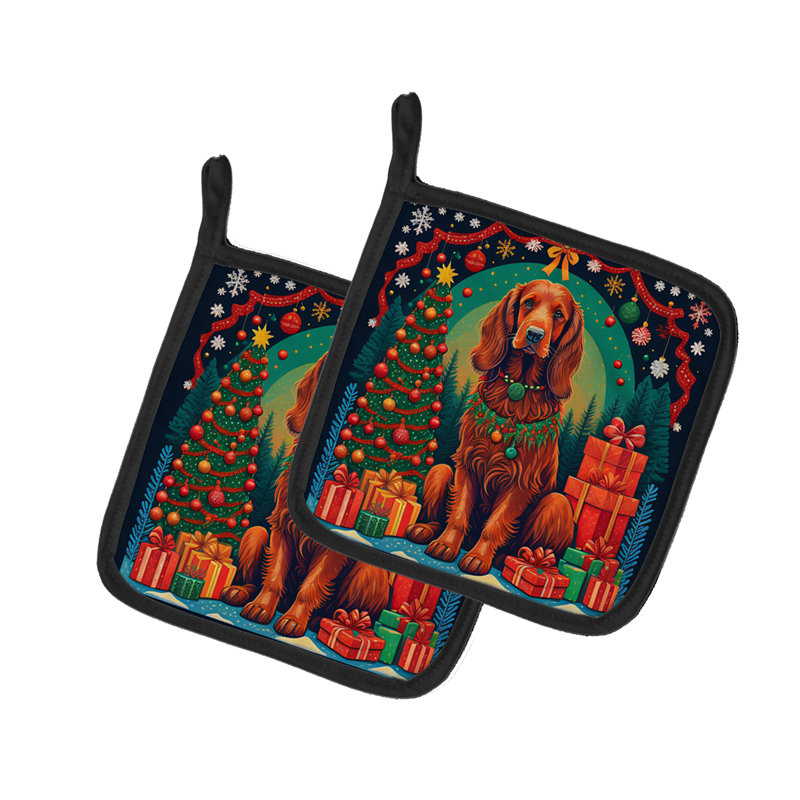 Paire de porte-casseroles Christmas Setter irlandais